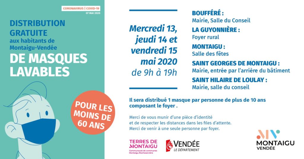 Infographie : modalités de distribution des masques aux habitants de Montaigu-Vendée