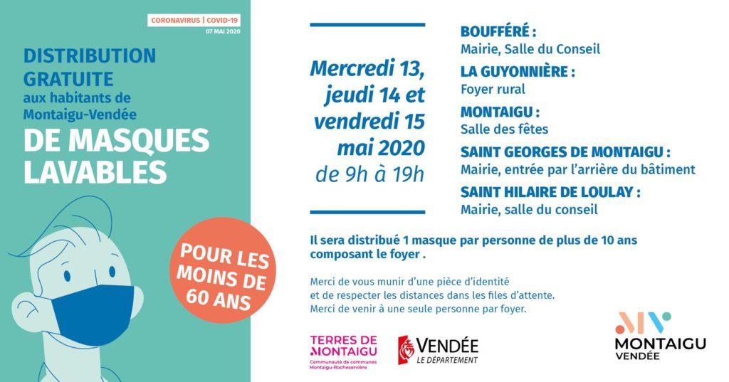 Infographie : modalités de distribution des masques aux habitants de Montaigu-Vendée