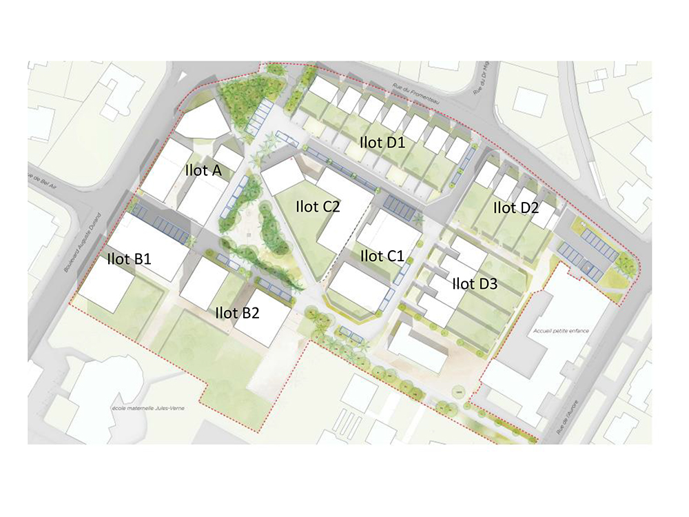 Plan des ilots Secteur A des Hauts de Montaigu