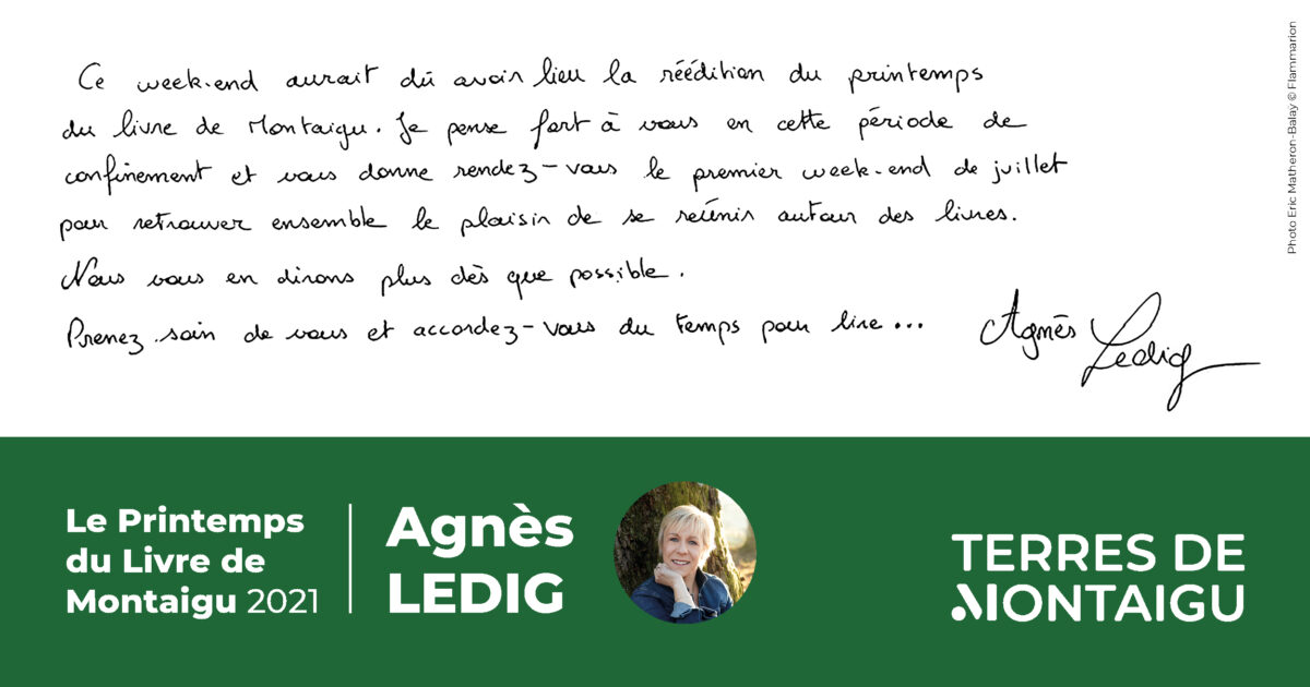 Mot d'Agnès Ledig sur le Printemps du Livre 2021
